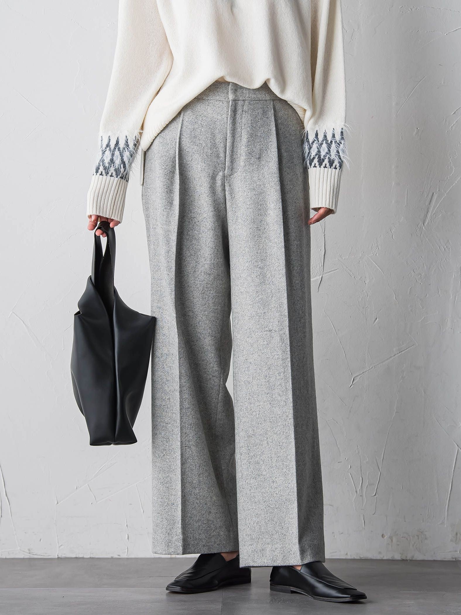 【大きいサイズ】ウールラメシャンブレーパンツ