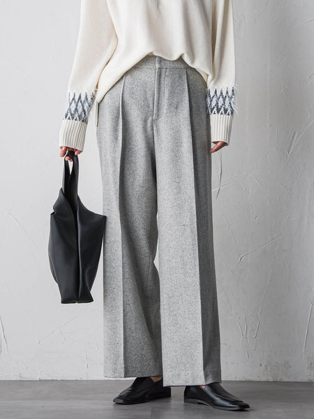 【大きいサイズ】ウールラメシャンブレーパンツ