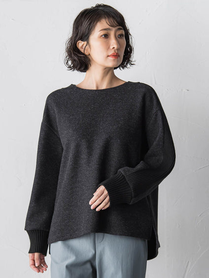 【大きいサイズ】メルトンニットドッキングカットソー