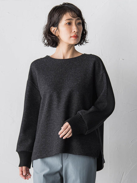 【大きいサイズ】メルトンニットドッキングカットソー