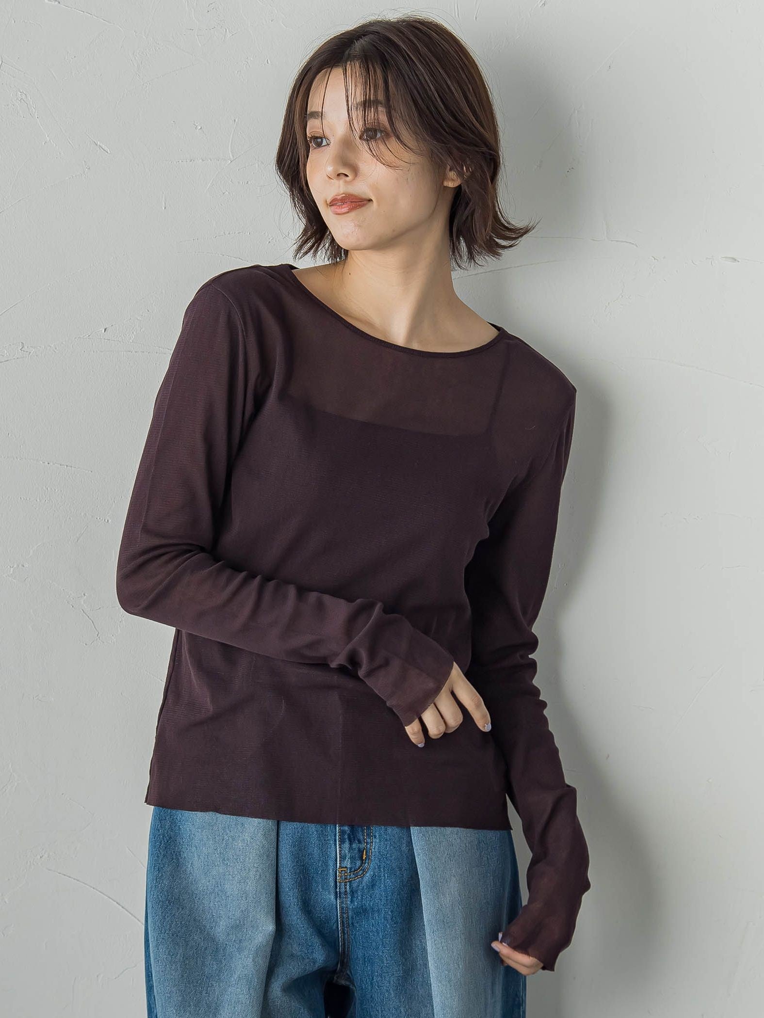 コットンサラチュールカットソー≪手洗い可能≫