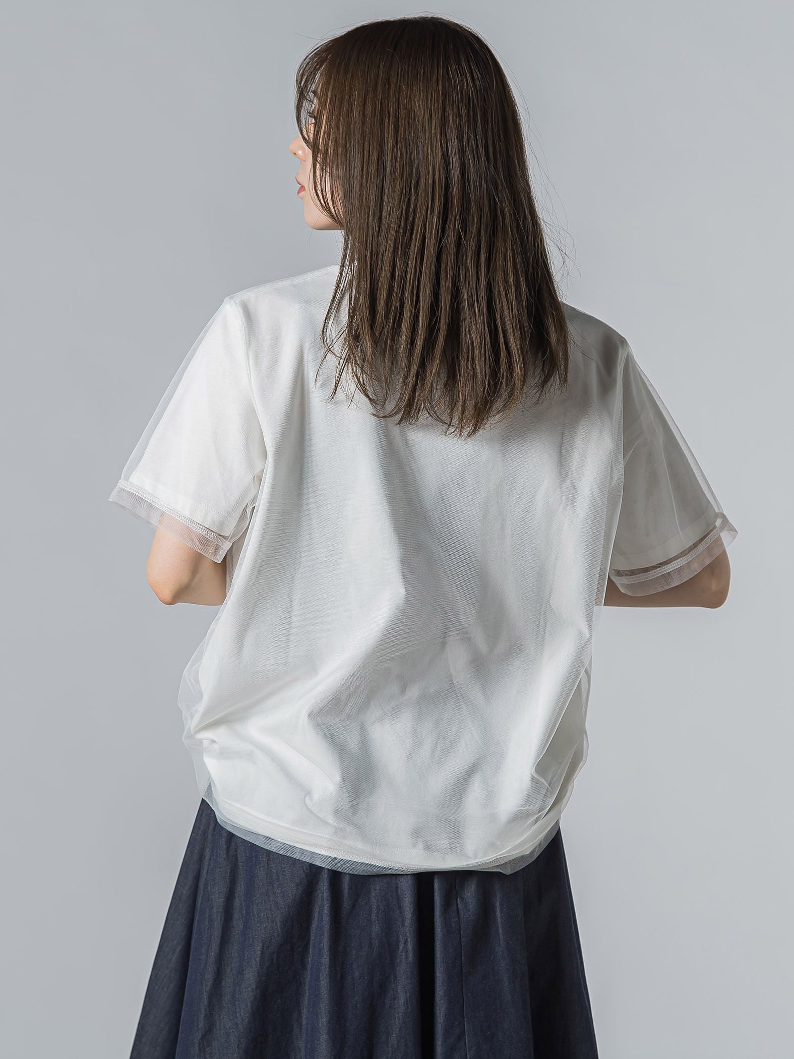 【WEB限定】チュールレイヤードロゴカットソー≪手洗い可能≫