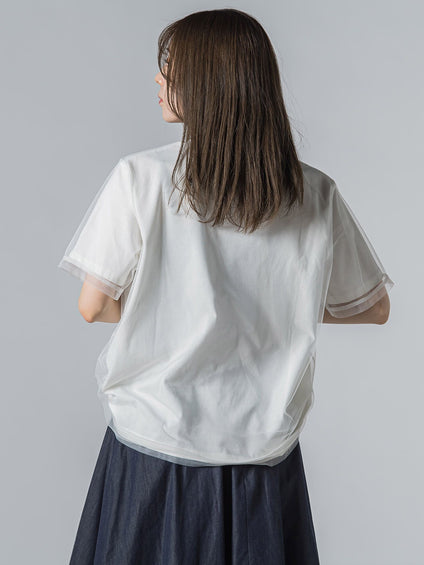 【WEB限定】チュールレイヤードロゴカットソー≪手洗い可能≫