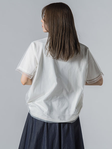 【WEB限定】チュールレイヤードロゴカットソー≪手洗い可能≫