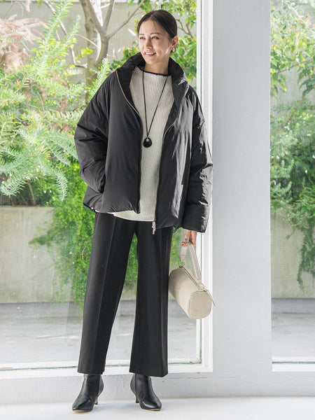 刺繍トリムハイネックニット≪洗える≫