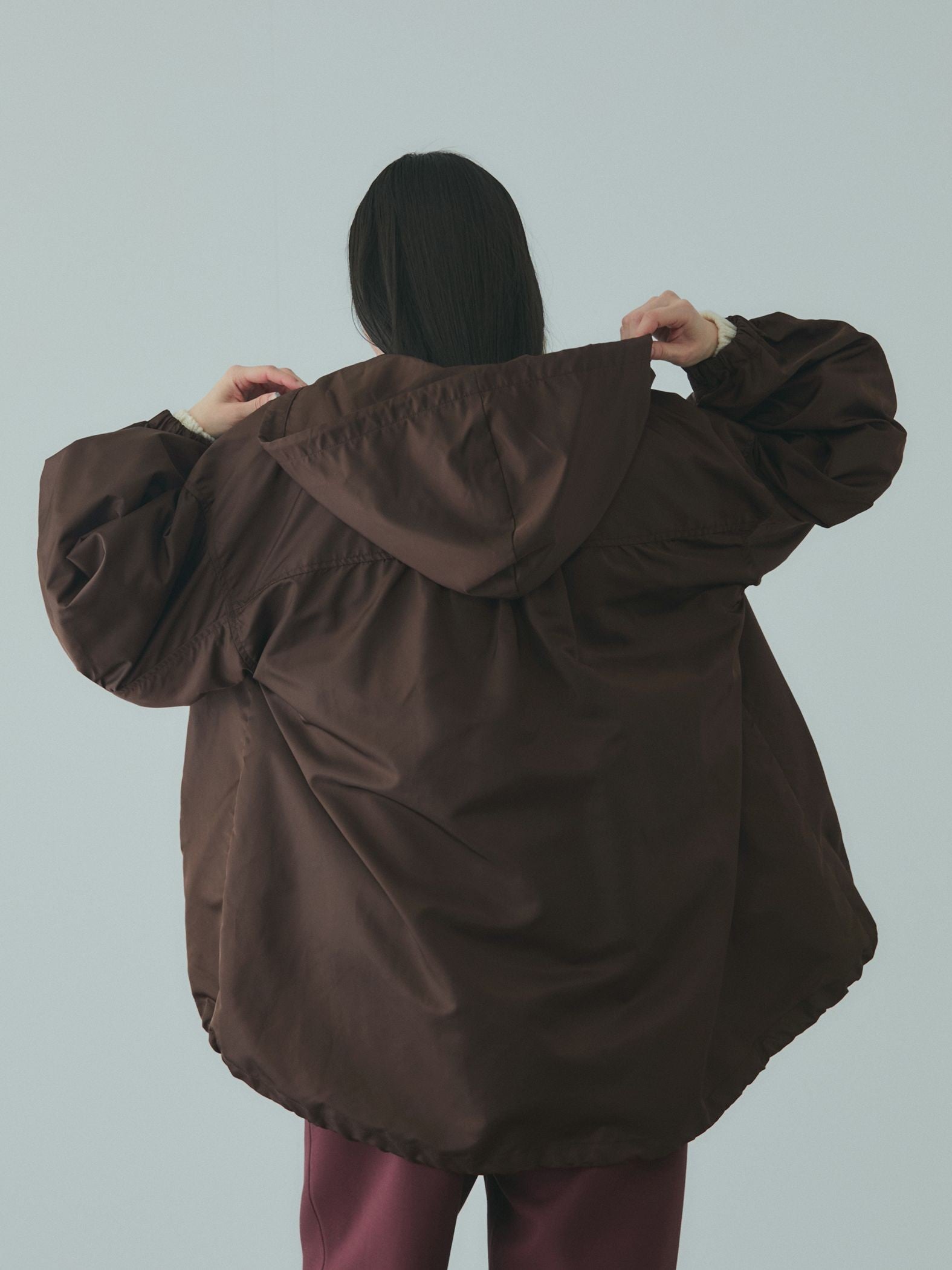 ボアライナー付きナイロンフーディブルゾン≪洗濯機で洗える≫