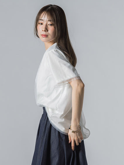 【WEB限定】チュールレイヤードロゴカットソー≪手洗い可能≫