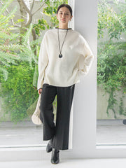 刺繍トリムハイネックニット≪洗える≫