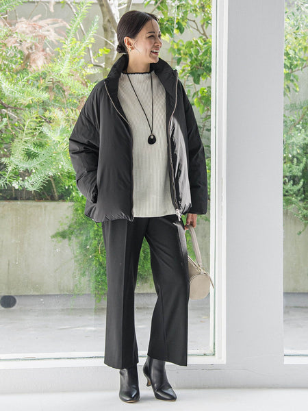 刺繍トリムハイネックニット≪洗える≫