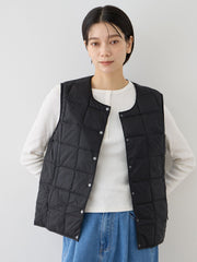 【TAION】ベーシッククルーネックボタン インナーダウンベスト