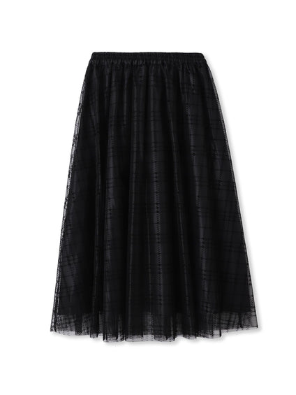 フロッキーチェックスカート≪手洗い可能≫