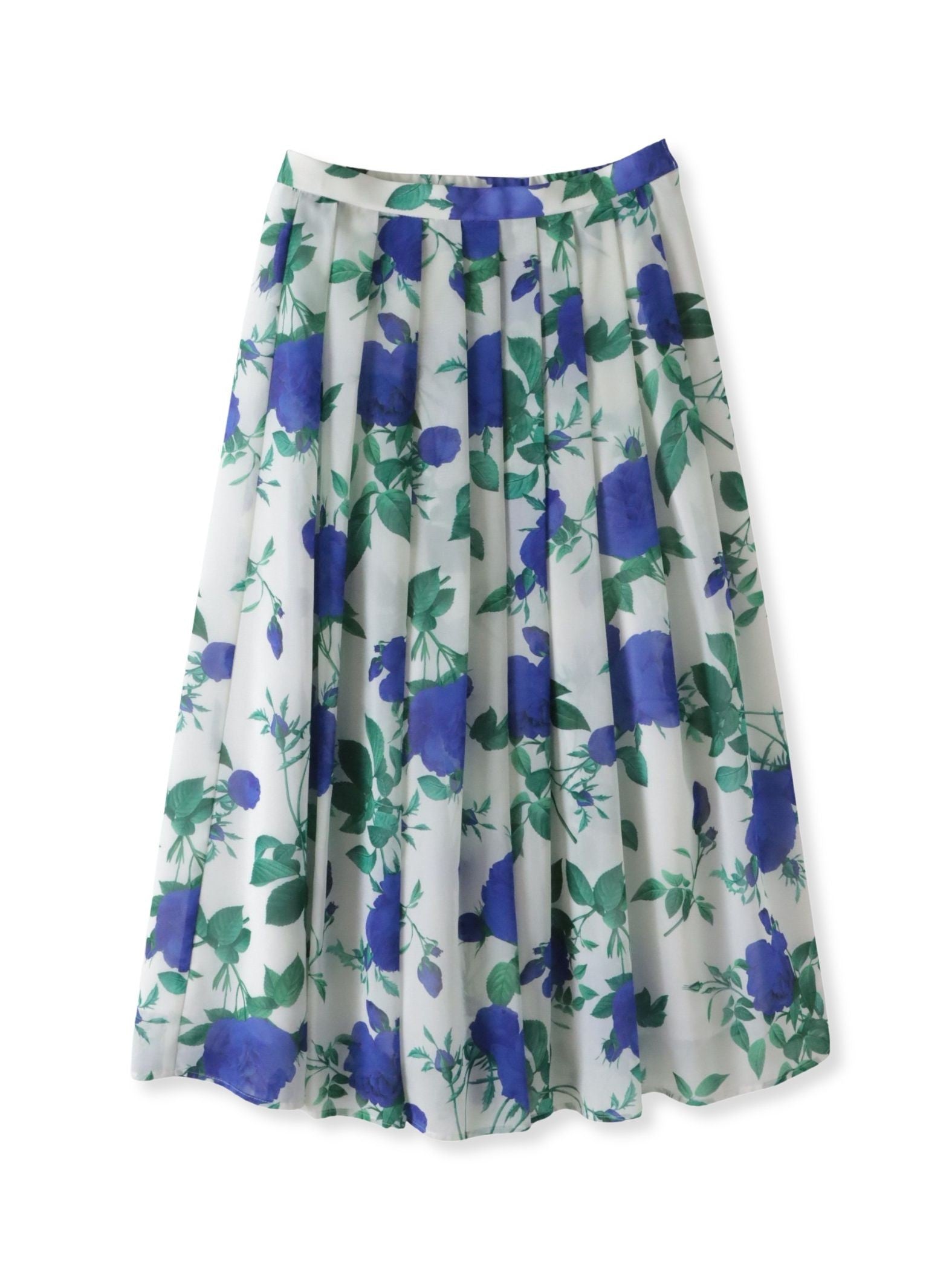 ブルーローズプリントスカート≪洗濯機で洗える≫