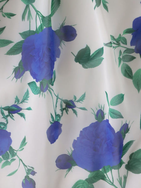 ブルーローズプリントスカート≪洗濯機で洗える≫