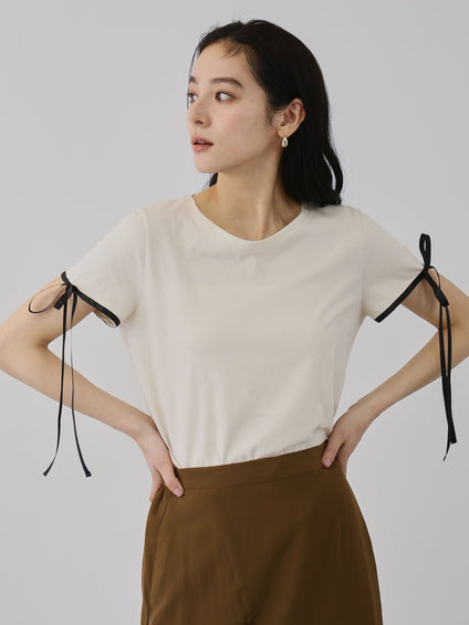 サテンリボンスリーブプルオーバー