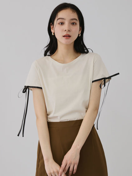 サテンリボンスリーブプルオーバー