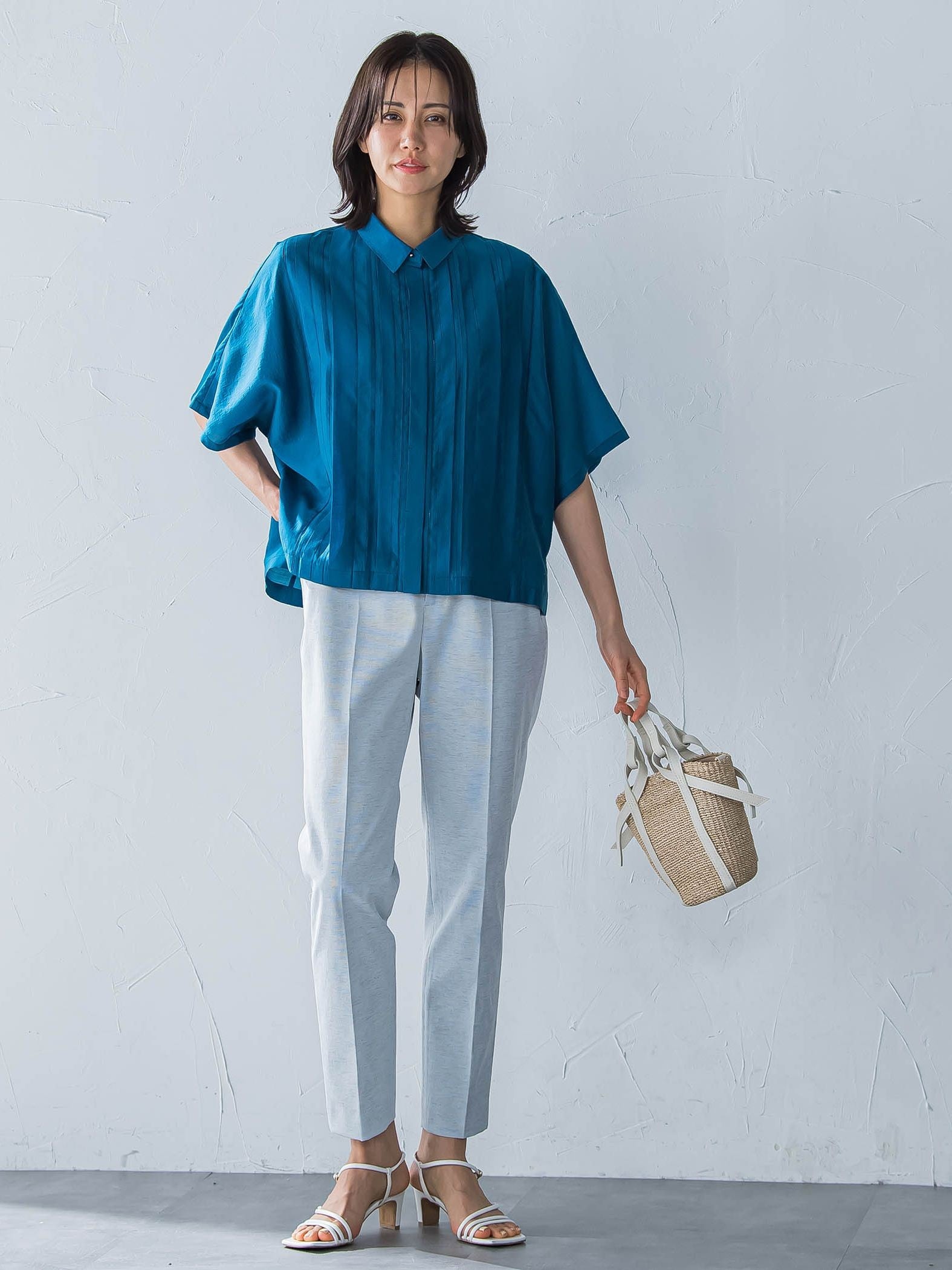 ピンタックレースブラウス≪手洗い可能≫