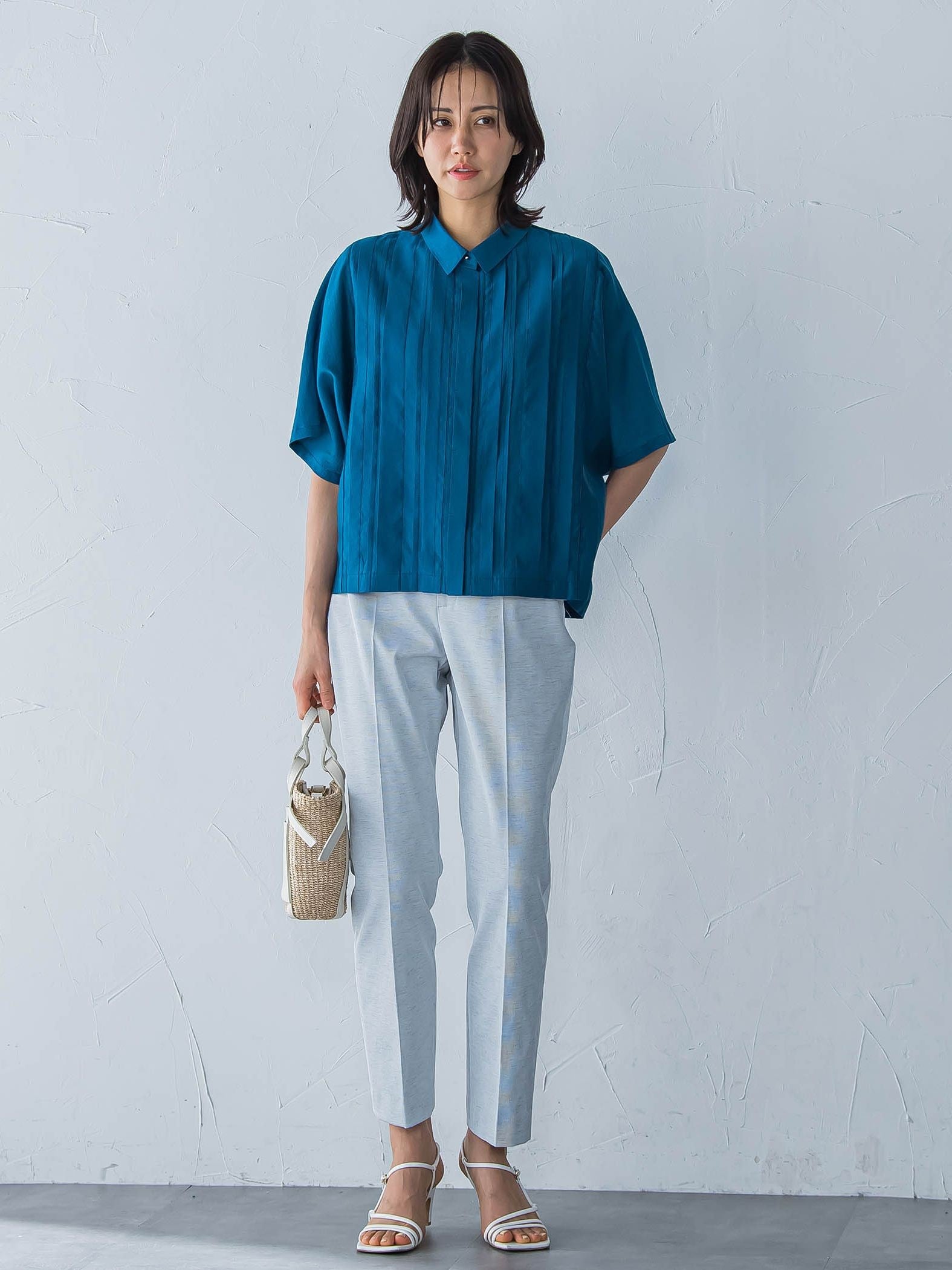 ピンタックレースブラウス≪手洗い可能≫