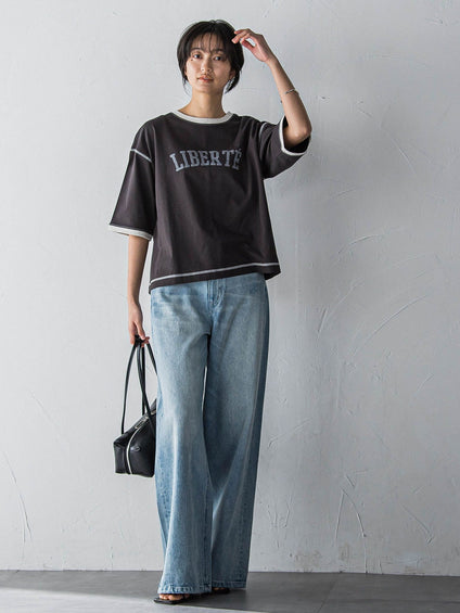 バイカラーパイピングロゴTシャツ≪手洗い可能≫