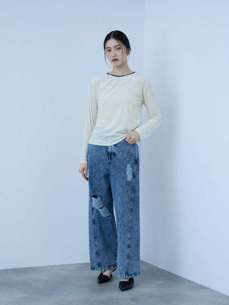 シアーベロアロングスリーブカットソー【日本製】