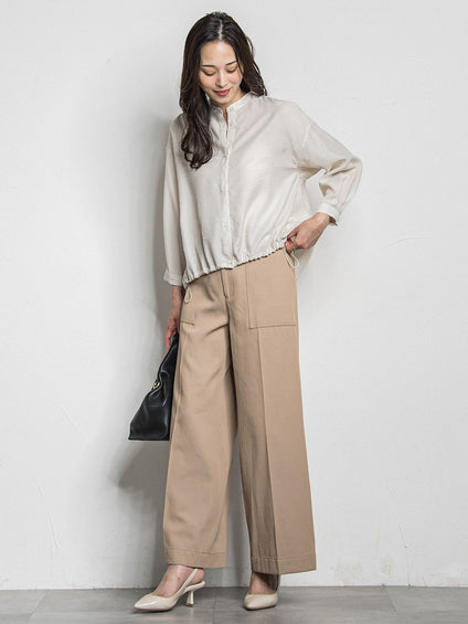 タックレスワイドチノパンツ≪洗濯機で洗える≫