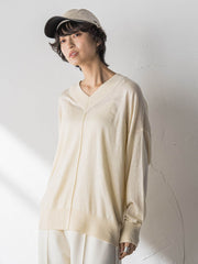 【新色追加】Vネックコクーンニットプルオーバー≪手洗い可能≫