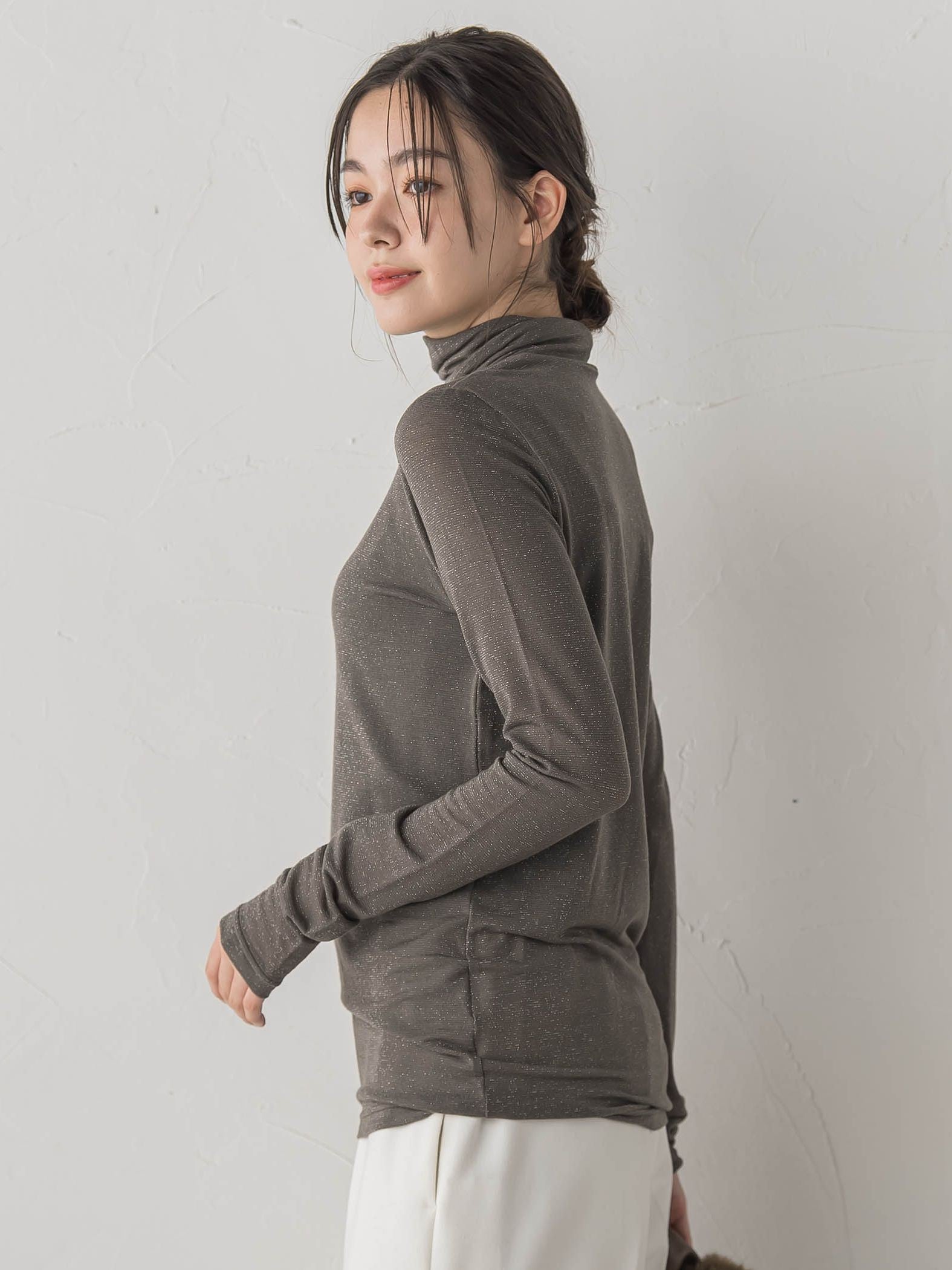 カシミヤシルクシアーラメカットソー≪手洗い可能≫