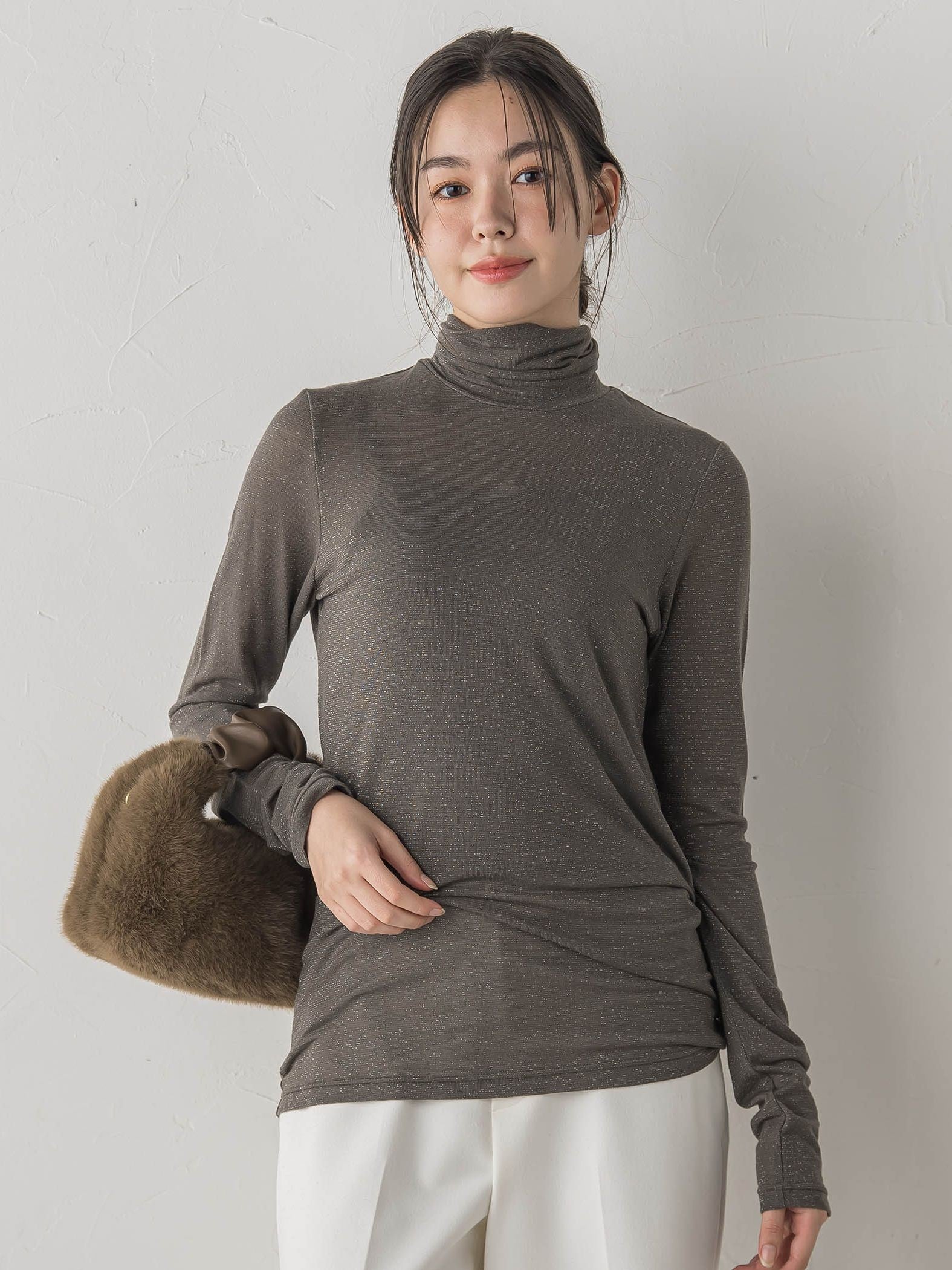 カシミヤシルクシアーラメカットソー≪手洗い可能≫