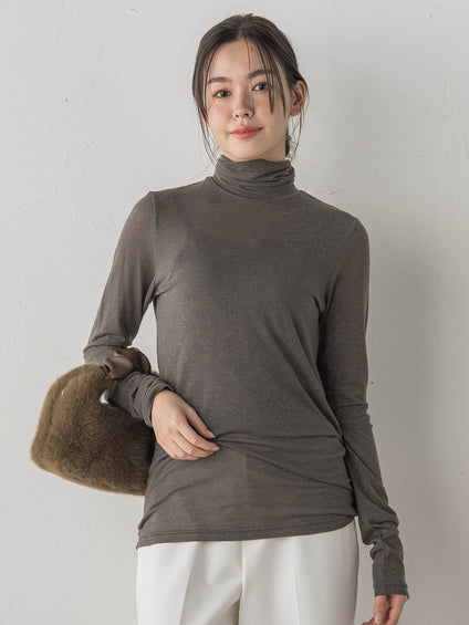 カシミヤシルクシアーラメカットソー≪手洗い可能≫