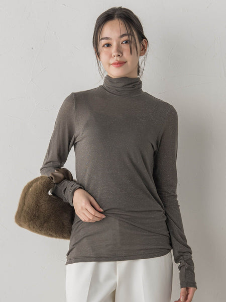 カシミヤシルクシアーラメカットソー≪手洗い可能≫