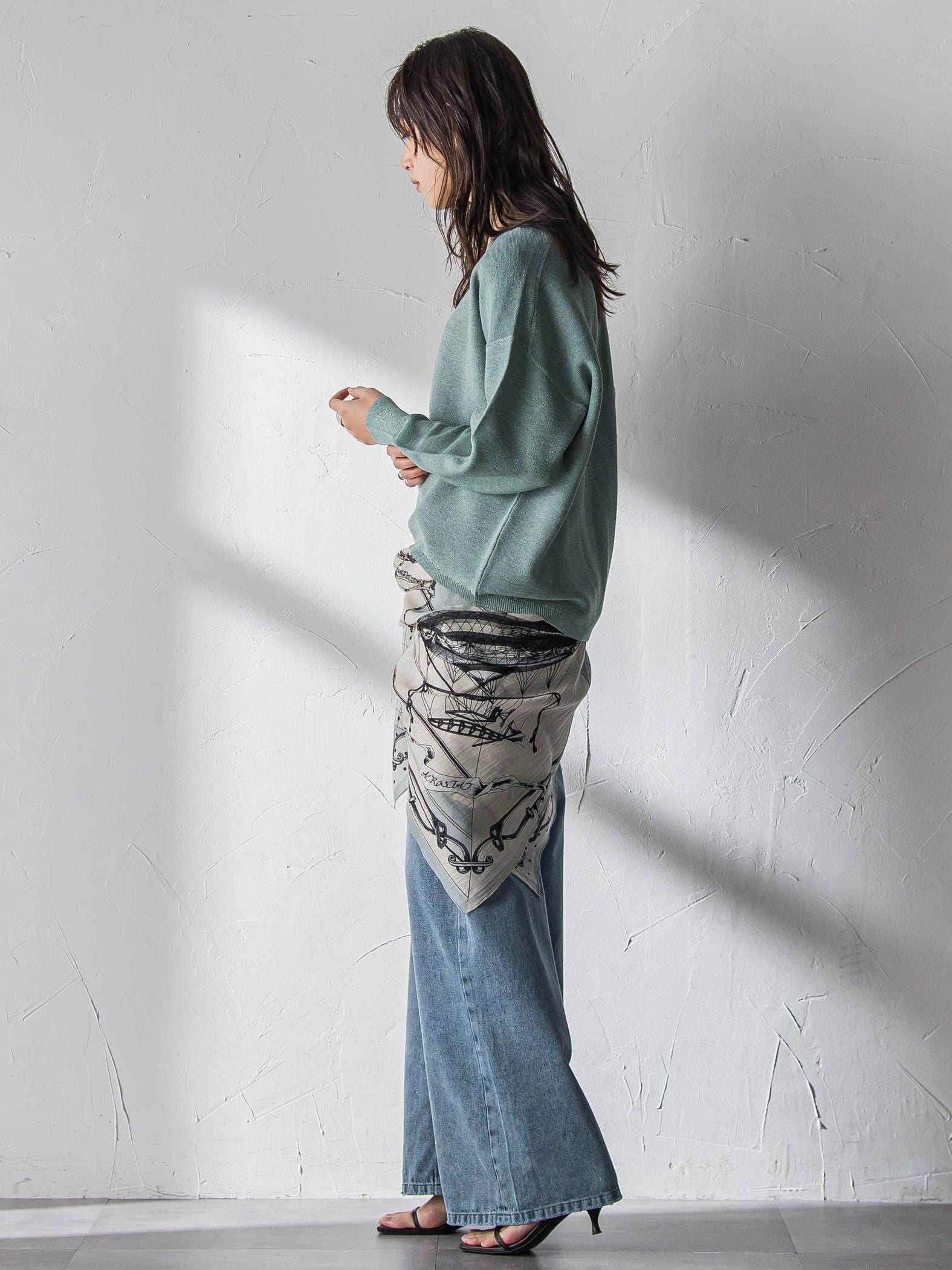 Vネックラメガーターニットプルオーバー≪手洗い可能≫