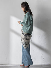 Vネックラメガーターニットプルオーバー≪手洗い可能≫