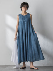 ゆれるデニムノースリーブワンピース