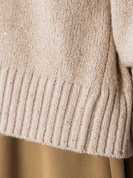 スパンコールVネックニット≪手洗い可能≫