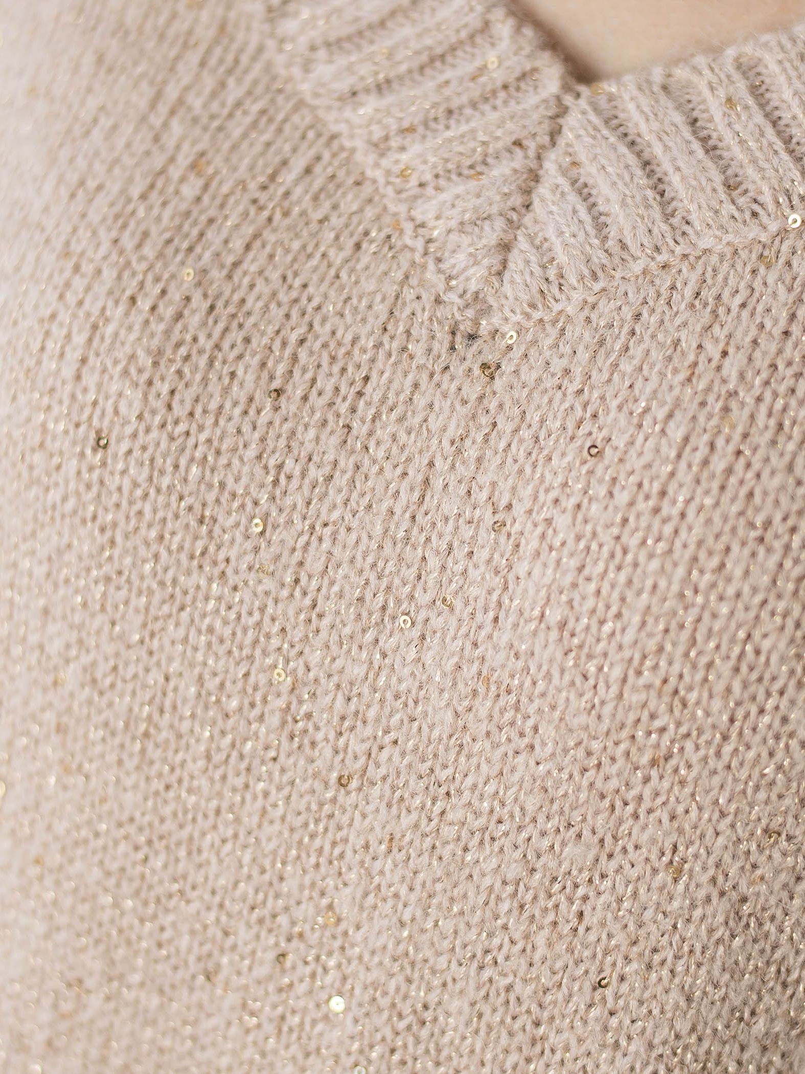 スパンコールVネックニット≪手洗い可能≫