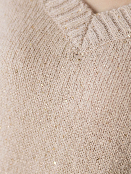 スパンコールVネックニット≪手洗い可能≫