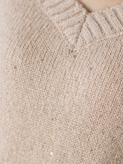 スパンコールVネックニット≪手洗い可能≫