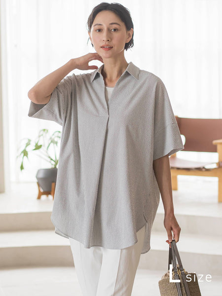 【WEB限定/大きいサイズ/追加生産】”着るだけでサマになる”頼れるスキッパーチュニック