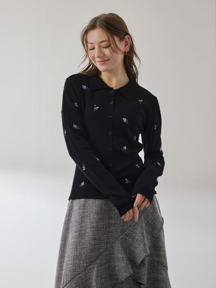 フラワーシシュウニットプルオーバー≪手洗い可能≫