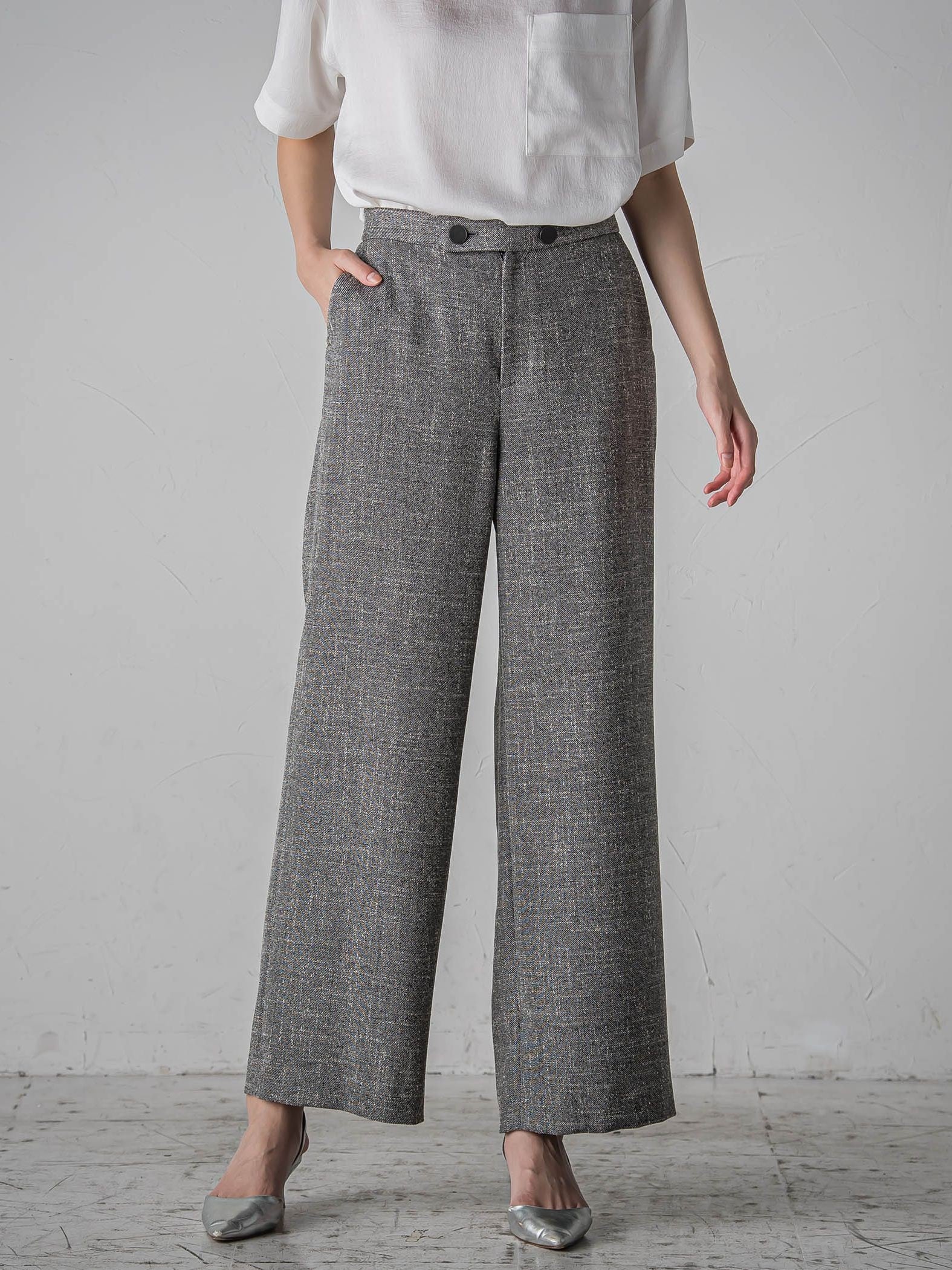 ノンウールツィードパンツ≪洗濯機で洗える/セットアップ対応≫