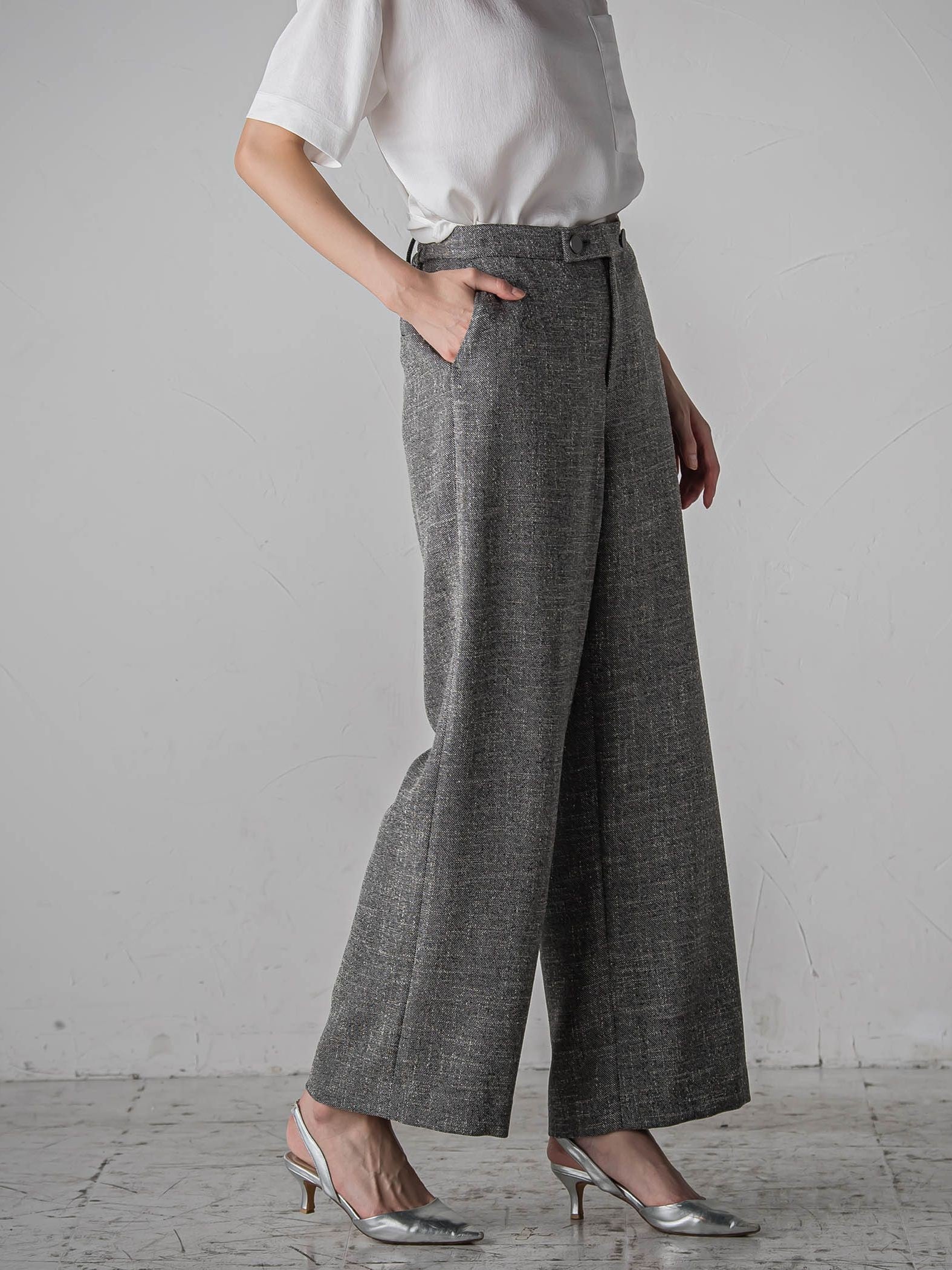 ノンウールツィードパンツ≪洗濯機で洗える/セットアップ対応≫