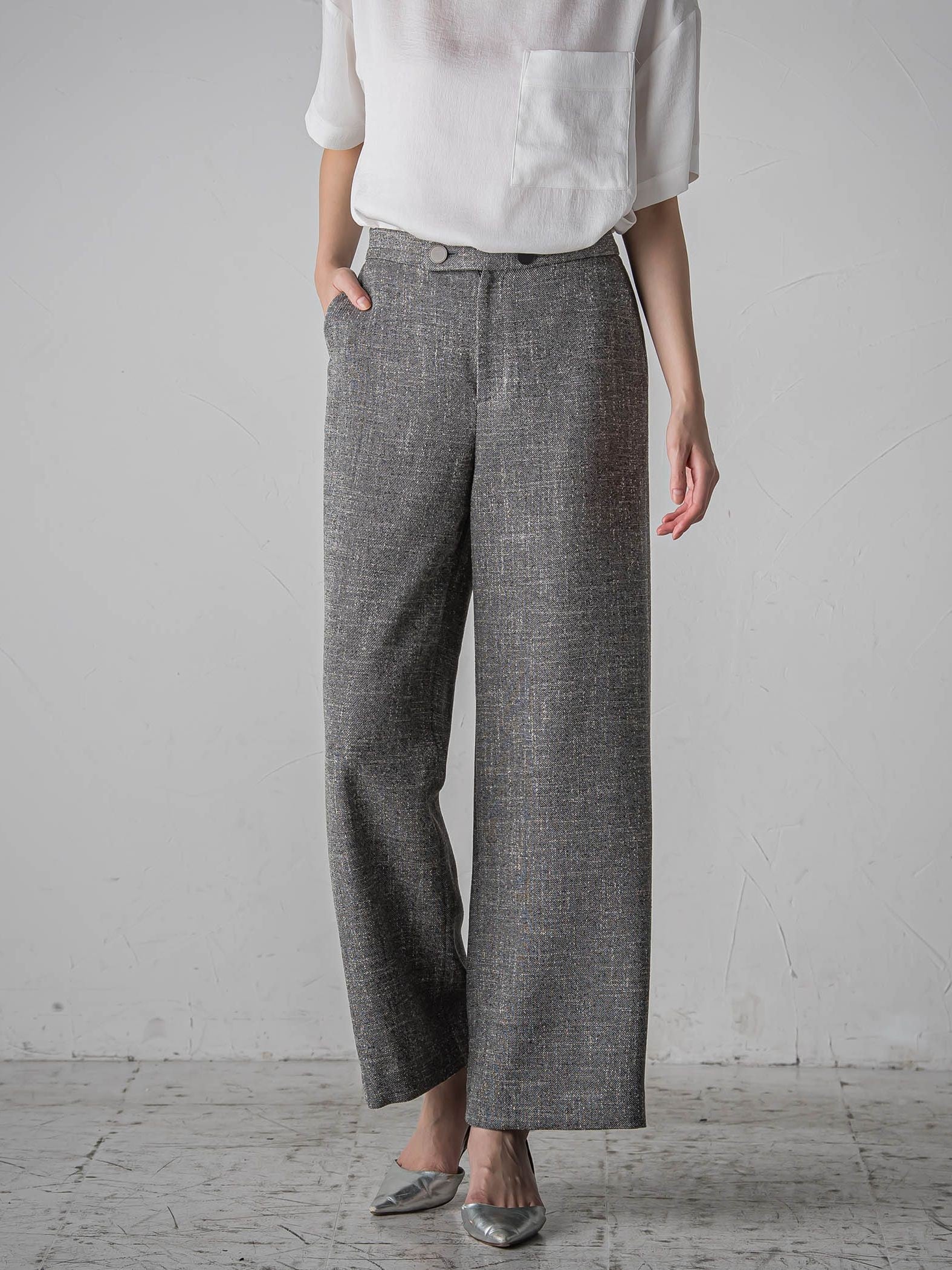 ノンウールツィードパンツ≪洗濯機で洗える/セットアップ対応≫