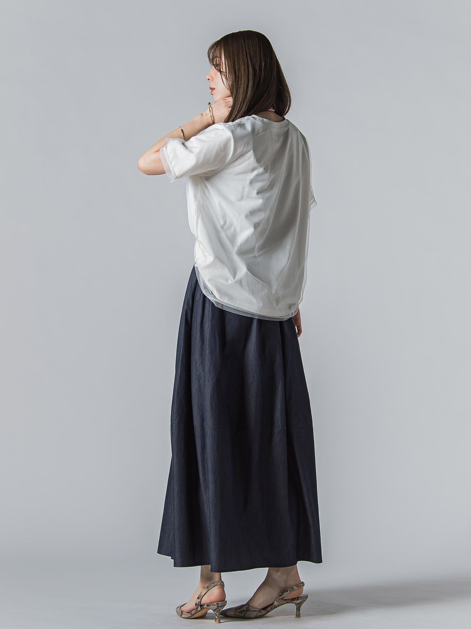 【WEB限定】チュールレイヤードロゴカットソー≪手洗い可能≫