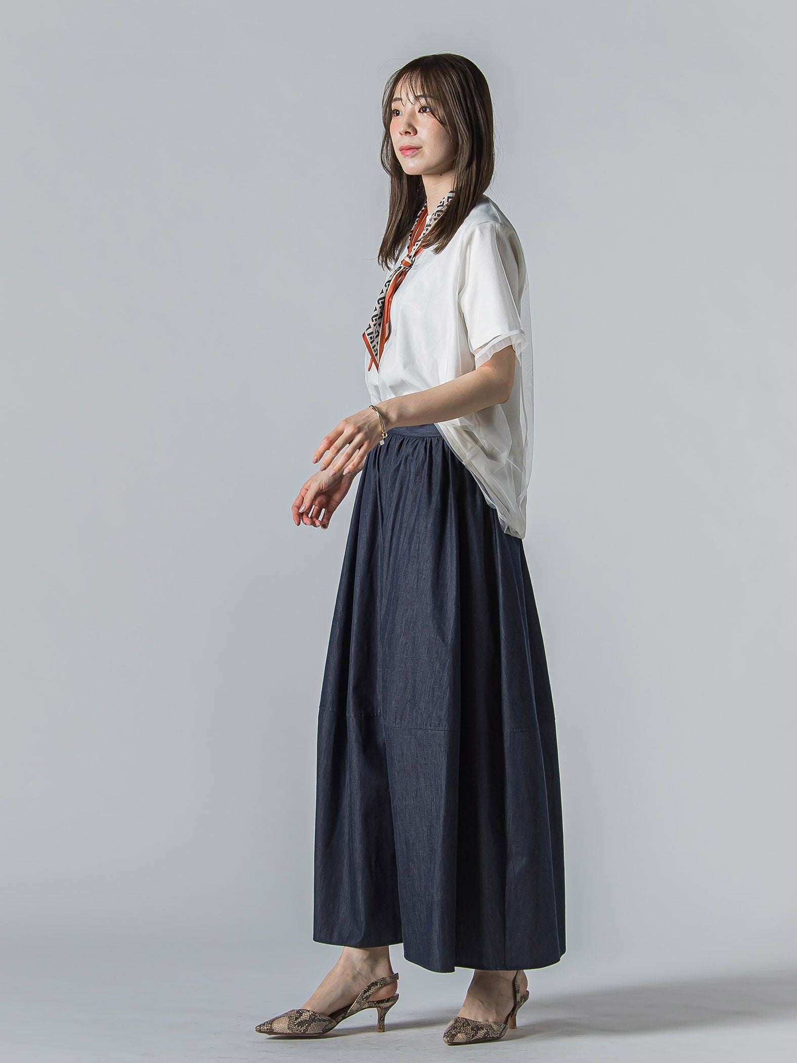 【WEB限定】チュールレイヤードロゴカットソー≪手洗い可能≫