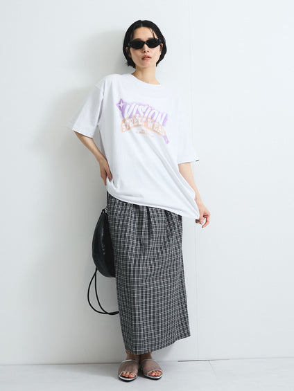 フロントタックチェックスカート≪手洗い可能≫