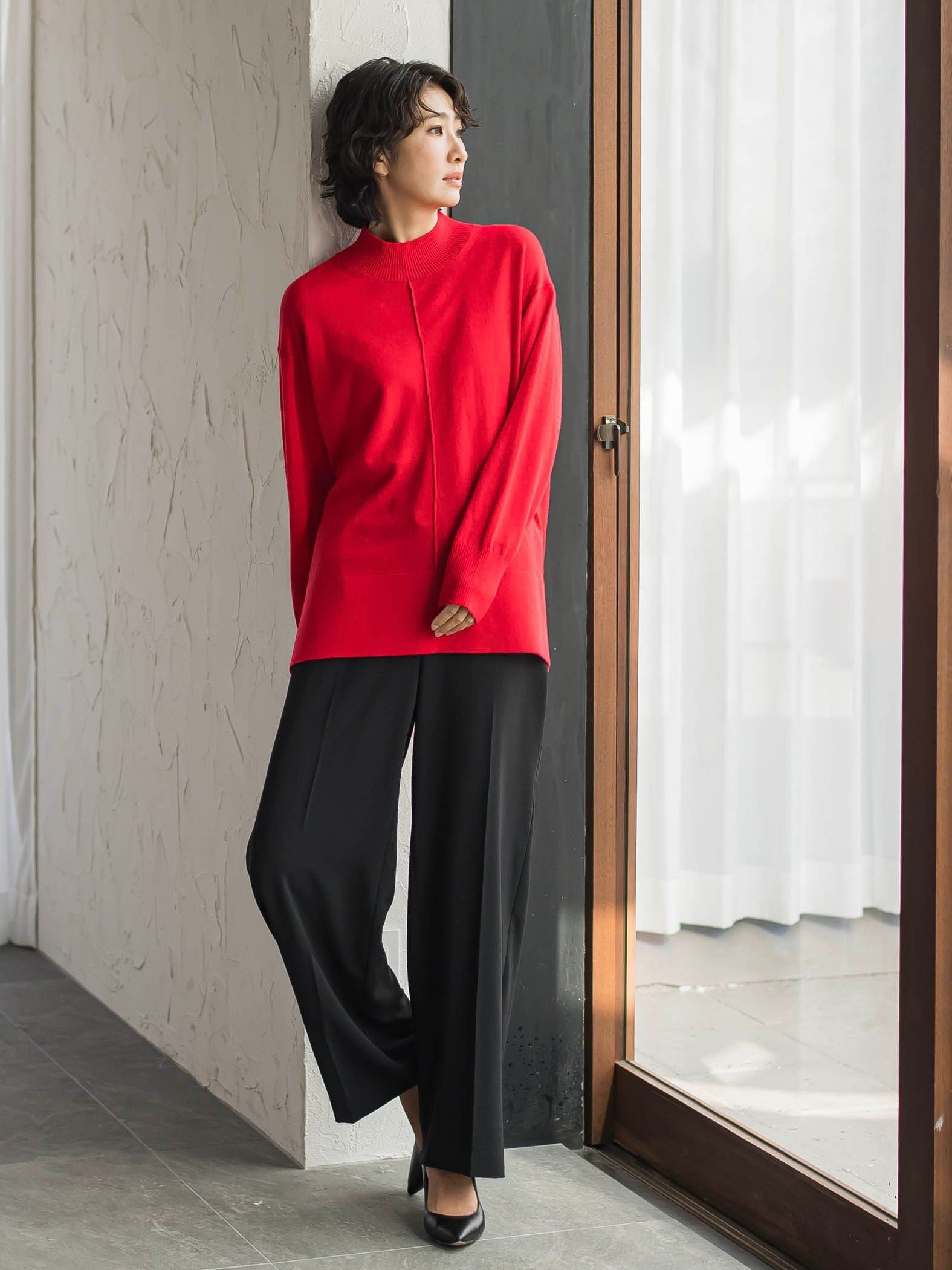 【大きいサイズ/新色追加】ファインウールハイネックニット