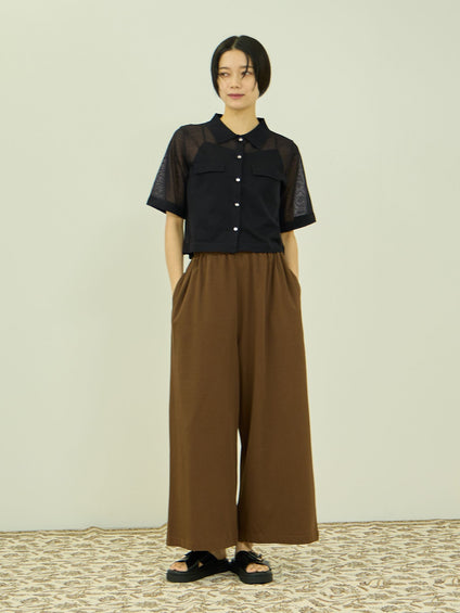 メッシュポロラメニットカーデ