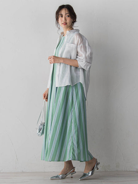 MULTI COTTONストライプワンピース