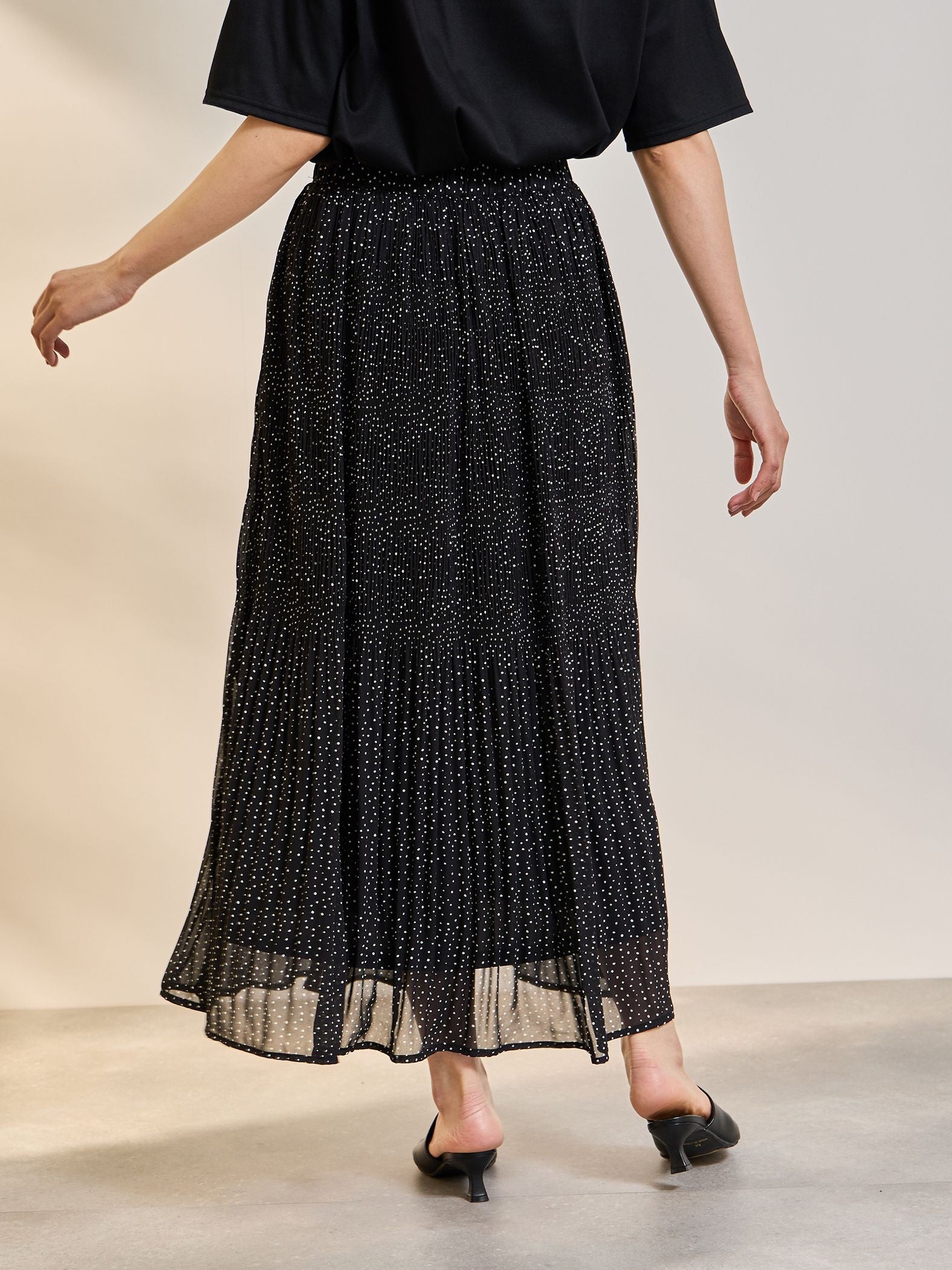 ランダムドットマジョリカプリーツスカート