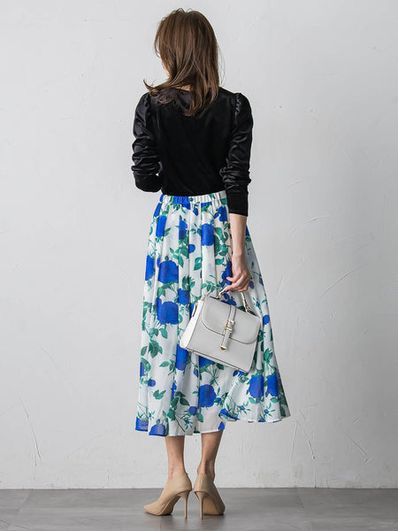 パフ袖ベロアカットソー≪手洗い可能≫