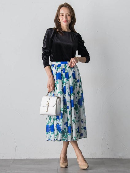 パフ袖ベロアカットソー≪手洗い可能≫